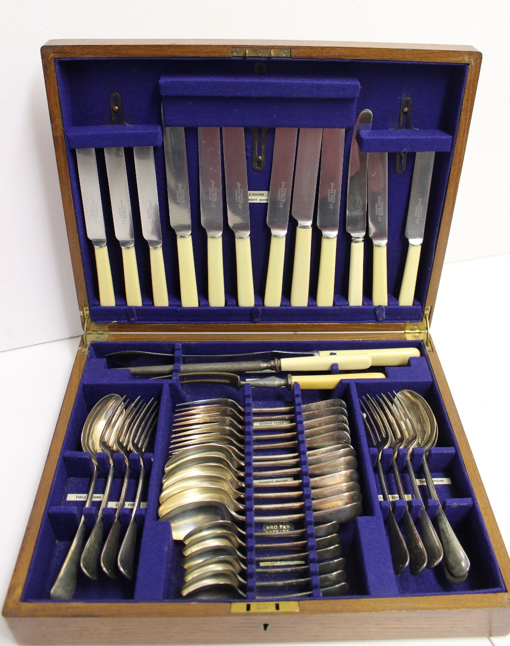An electroplated flatware service, setting for six, cased.