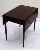 A 19th century mahogany Pembroke table, the rectangular cross banded top with drop flaps and an