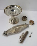 A George VI silver pedestal tazza, Birmingham, 1946, weighted, together with a silver oblong pin