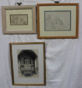 Maurice Barnes Llanfrechfa Reredos Pen and ink Signed and label verso 24.5 x 17.5cm Together with