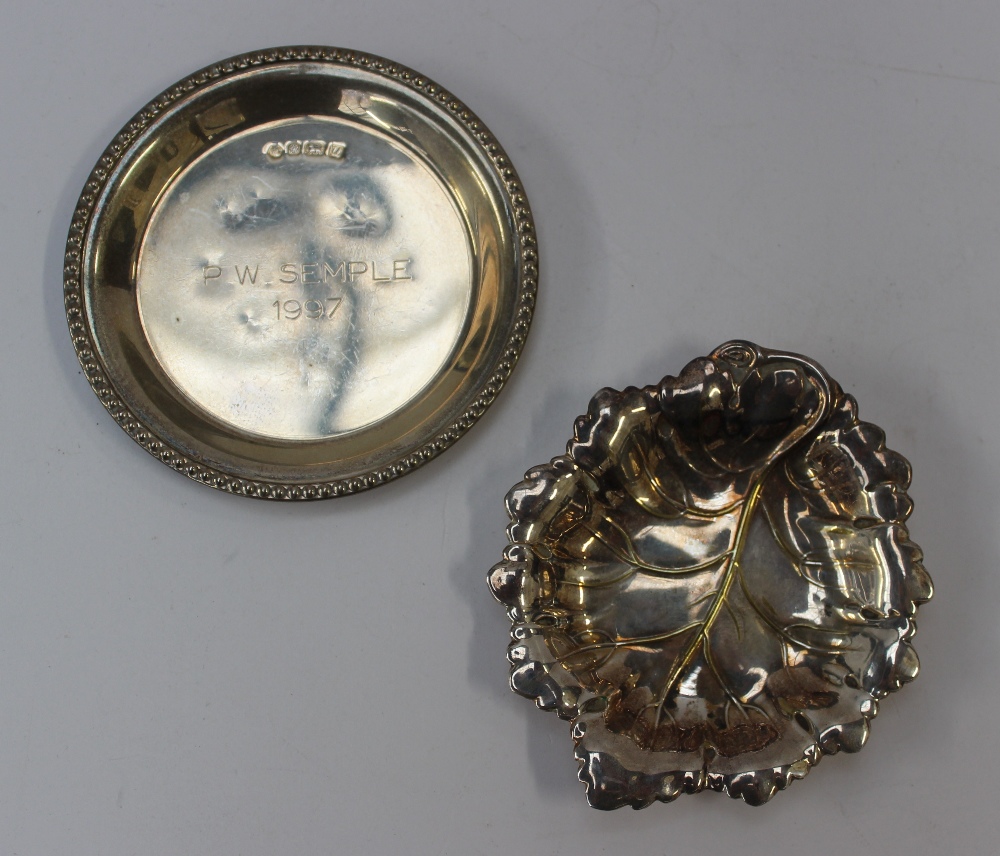 An Elizabeth II silver pin tray inscribed P W Semple, 1997, Sheffield, 1994, approximately 26