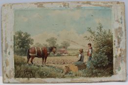 Albert Bowers Workmen at rest Watercolour 18 x 26cm