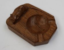 Robert Thompson of Kilburn, a Mouseman ashtray with trademark mouse, 10 by 7.5 cm