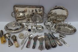 Assorted epns including trays, salvers, flatware etc