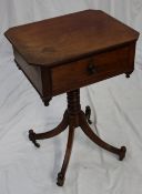 A Victorian mahogany work table, the rectangular reeded top with cut corners above a single drawer