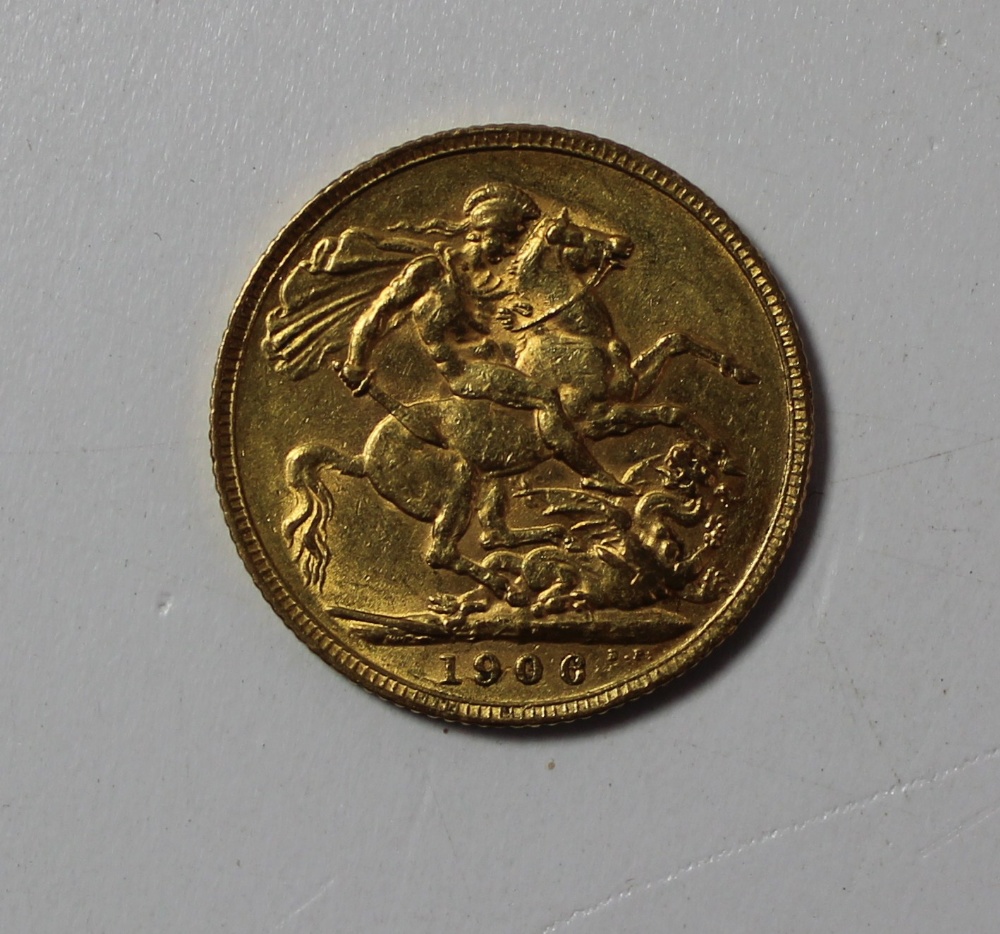 An Edward VII gold sovereign dated 1906
