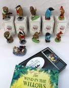A collection of Wind in the Willows figures including two Badger figures, two Rattie, two Weasel,