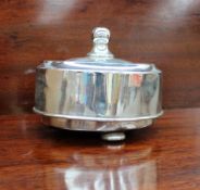 A chrome plated Dove Pan the lid with a turned pierced finial enclosing two removable liners, the