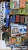 Assorted lead figures together with Hornby Dublo wagons and track, view master reel etc