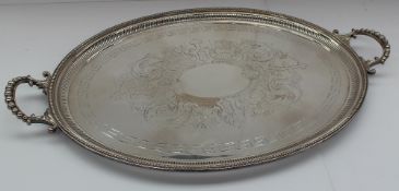 A large twin handled electroplated tray