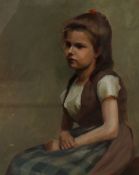 Florence leaver Head and Shoulders portrait of a young girl  Oil on canvas 43 x 33.5cm