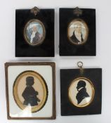 19th Century British School Head and shoulders portrait of a young man An oval miniature painted on