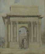 Attributed to Frederick Nash Marble Arch Watercolour 18 x 13cm