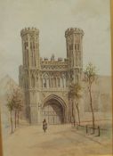 F J Lees St Augustine`s Abbey - Canterbury Watercolour Signed 27 x 18cm