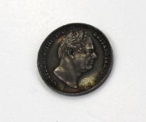 A William IV silver six pence dated 1831 purchased from B.A Seaby Ltd, 23-2-81