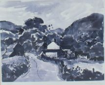 Sir Kyffin Williams R.A (British, 1918-2006) ``Rhwng Dwy Afon: Y Gyffylliog/Hendre`` Signed Kyffin