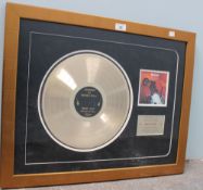 A "My Collectables" certified gold disc award for "The Beatles, Sgt Pepper`s Lonely Hearts Club
