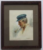 Napoli
Head and shoulders portrait of a gentleman with a pipe
Watercolour
Signed
28 x 21.5 cm