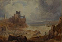 Attributed to Henry Gastineau
A castle on a cliff with the sea beyond
Watercolour
Initialled
17.5