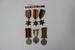 A set of five World War II war medals  including the War medal, Defence Medal, The Africa Star,