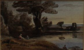 Circle of John Varley
Figures by a river
Watercolour
6 x 10cm