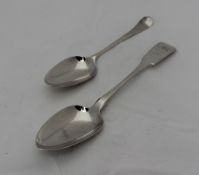 A late George II silver table spoon, London, 1759, together with a silver serving spoon,