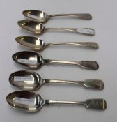 A George III silver table spoon, London, 1799, William Eley and William Fearn, together with five