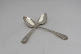A pair of George III silver table spoons, London, 1810, Peter and William Bateman, approximately 115
