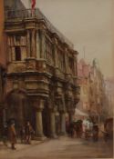 W H Sweet
The guildhall Exeter
Watercolour
Signed and inscribed verso with an exhibition label
36