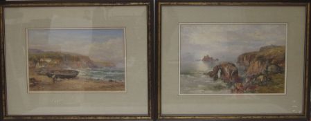J G Philp
Mending the nets, with a choppy sea and rocky coastline beyond
Watercolour
Signed
31.5 x