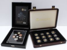 A set of twelve gold coins, forming "The Smallest Gold Coins of the World collection" in original