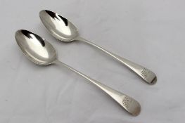 A pair of George III silver table spoons, London, 1800, Peter and Ann Bateman, approximately 99