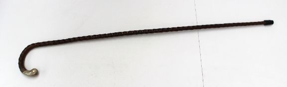 An Edward VII silver topped and faceted treen walking stick, London, 1906