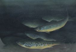 Jim Quigley
Shoaling brown trout
Pastel on Canson paper
Signed and dated '87, label verso
48 x 63cm