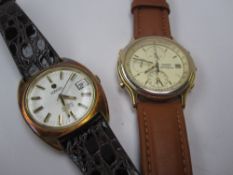 A Gentleman's Seiko Chronograph wristwatch with three dials on a leather strap together with a