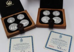Two sets of 1976 Canadian silver commemorative Olympic coins, in original cases and boxes