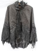 A Victorian lace, embroidery and sequin decorated shawl.
