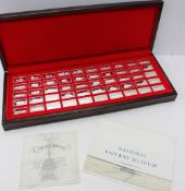 A set of fifty silver proof ingots of Great British locomotives, created by John Pinches, in