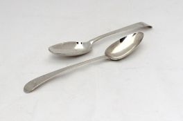 A George III Irish silver table spoon, Dublin, 1794, together with another Irish silver table spoon,