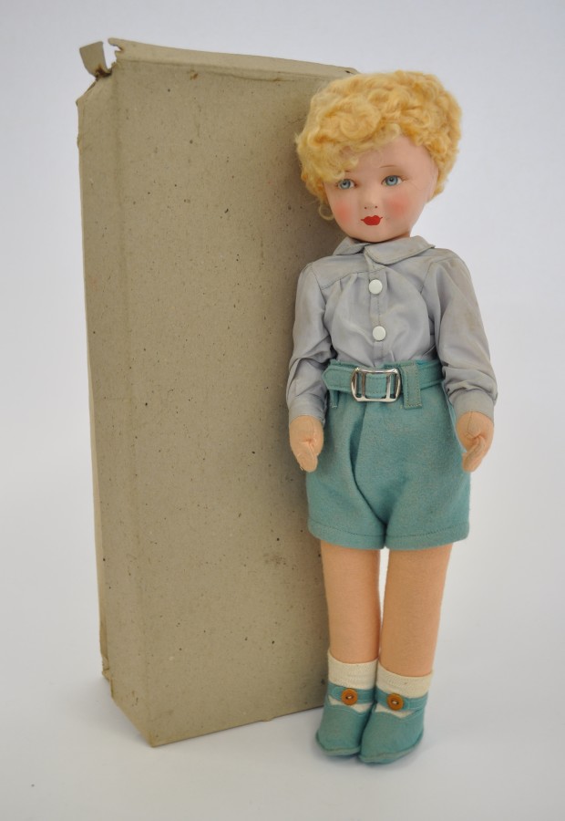 Dean`s Rag Book Co. Ltd. `Robin` Cloth Doll: boy doll with moulded face and painted features, blonde