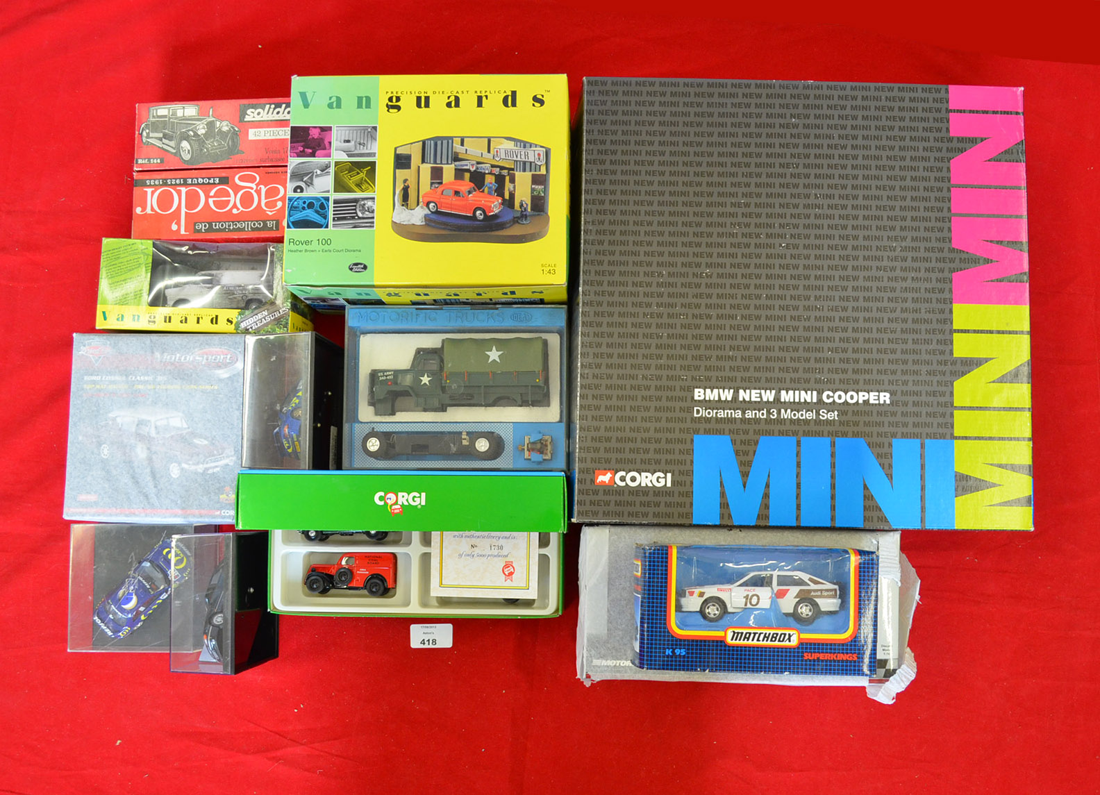 Quantity of assorted die-cast models: Corgi CC99121 BMW New Mini Cooper Diorama and Model set;