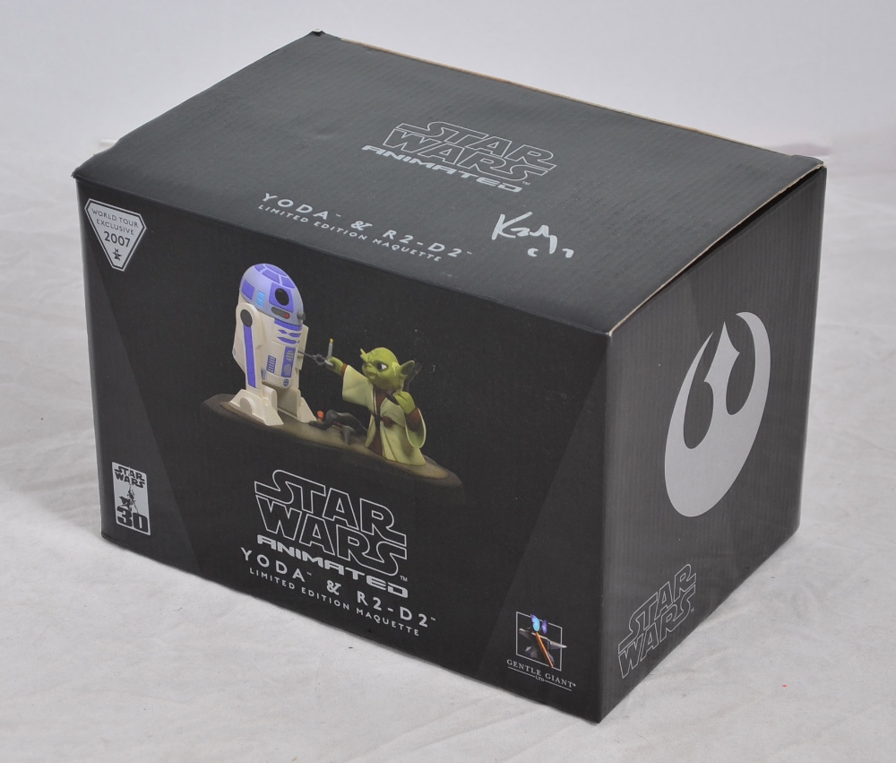 Gentle Giant Star Wars Animated 9723 Yoda and R2-D2 Maquette, ltd.ed. 2055/2500. Boxed, box signed