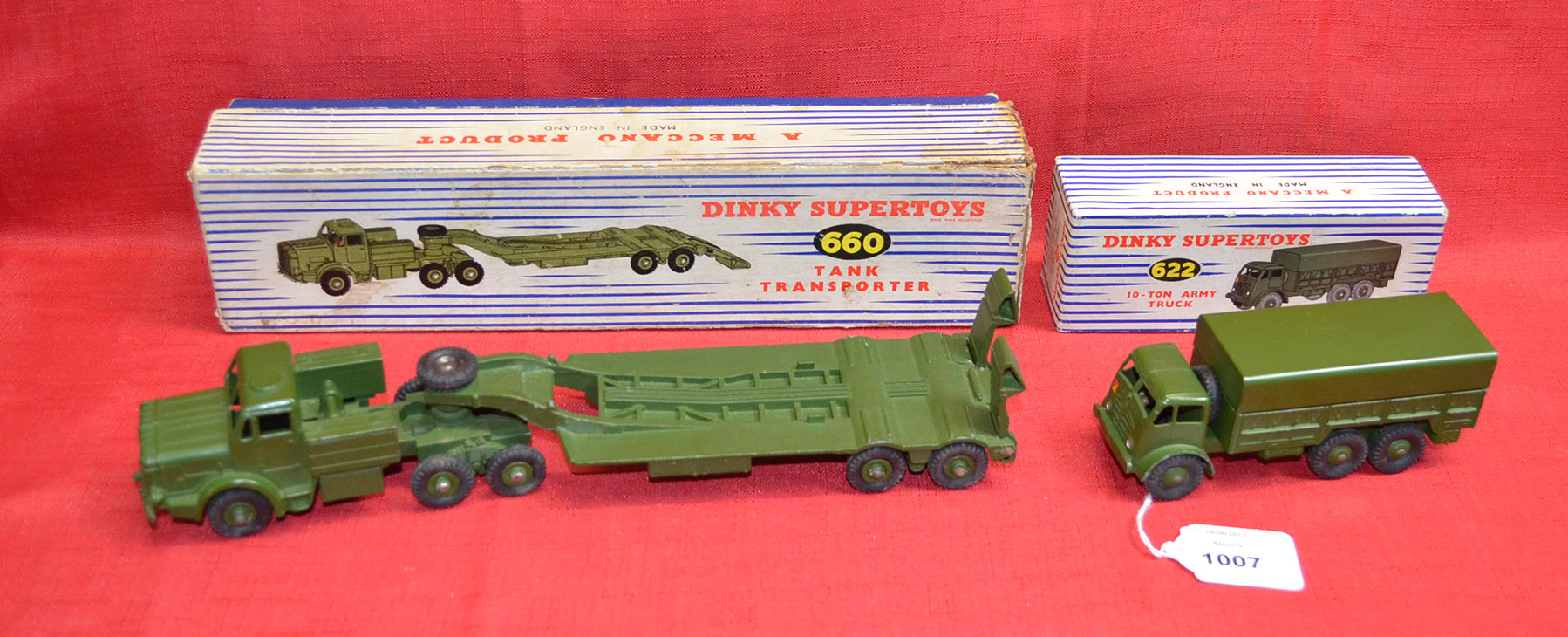 Two Dinky Supertoys military models:  660 Tank Transporter (G/VG in G box with repaired lid at one