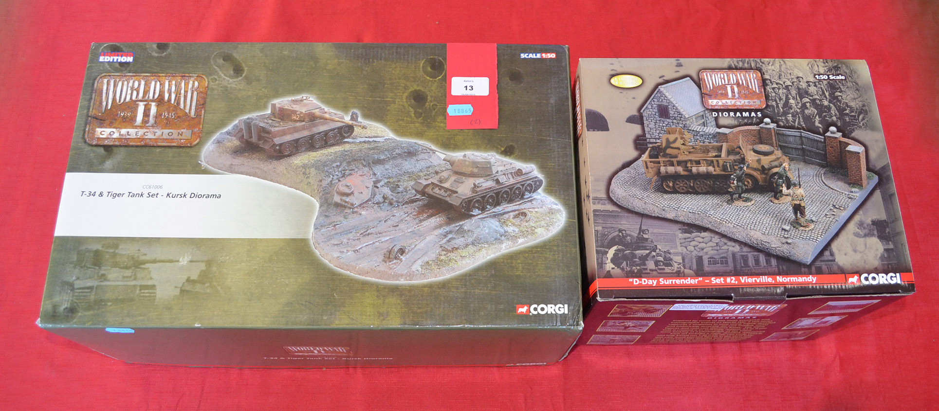 Two Corgi World War Two Collection Dioramas, 1/50 scale: US61001 `D-Day Surrender` Set #1 Vierville,