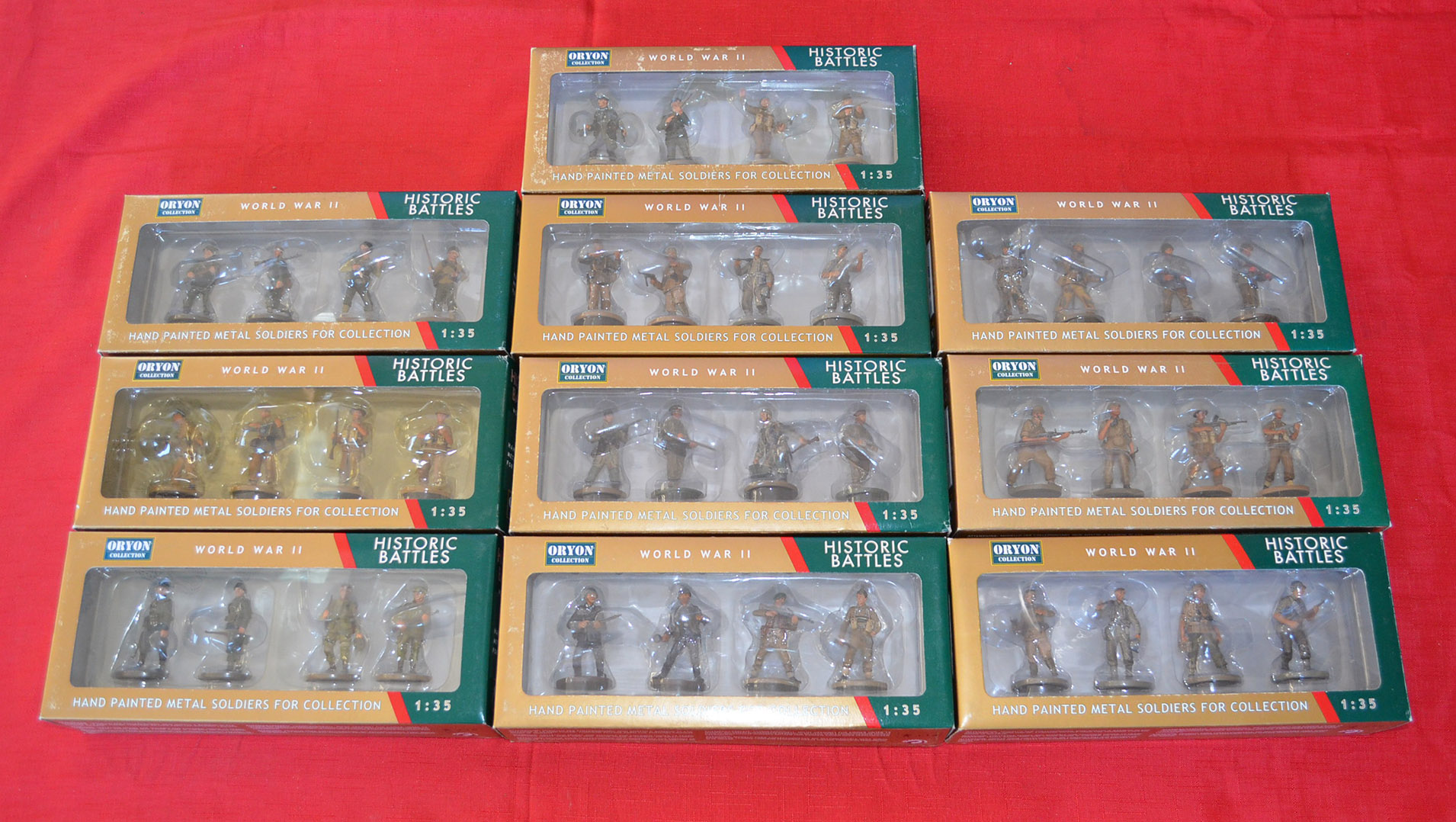 10 x Oryon Collection Historic Battles 1/35 scale metal soldier sets: #3001; #3014; #3003; #3010; #