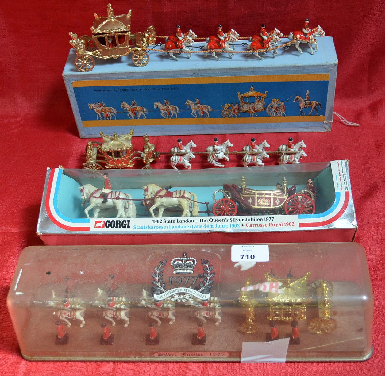 Four Coronation Coach models, includes Johillco Coronation Series Box A Royal Coach, Crescent