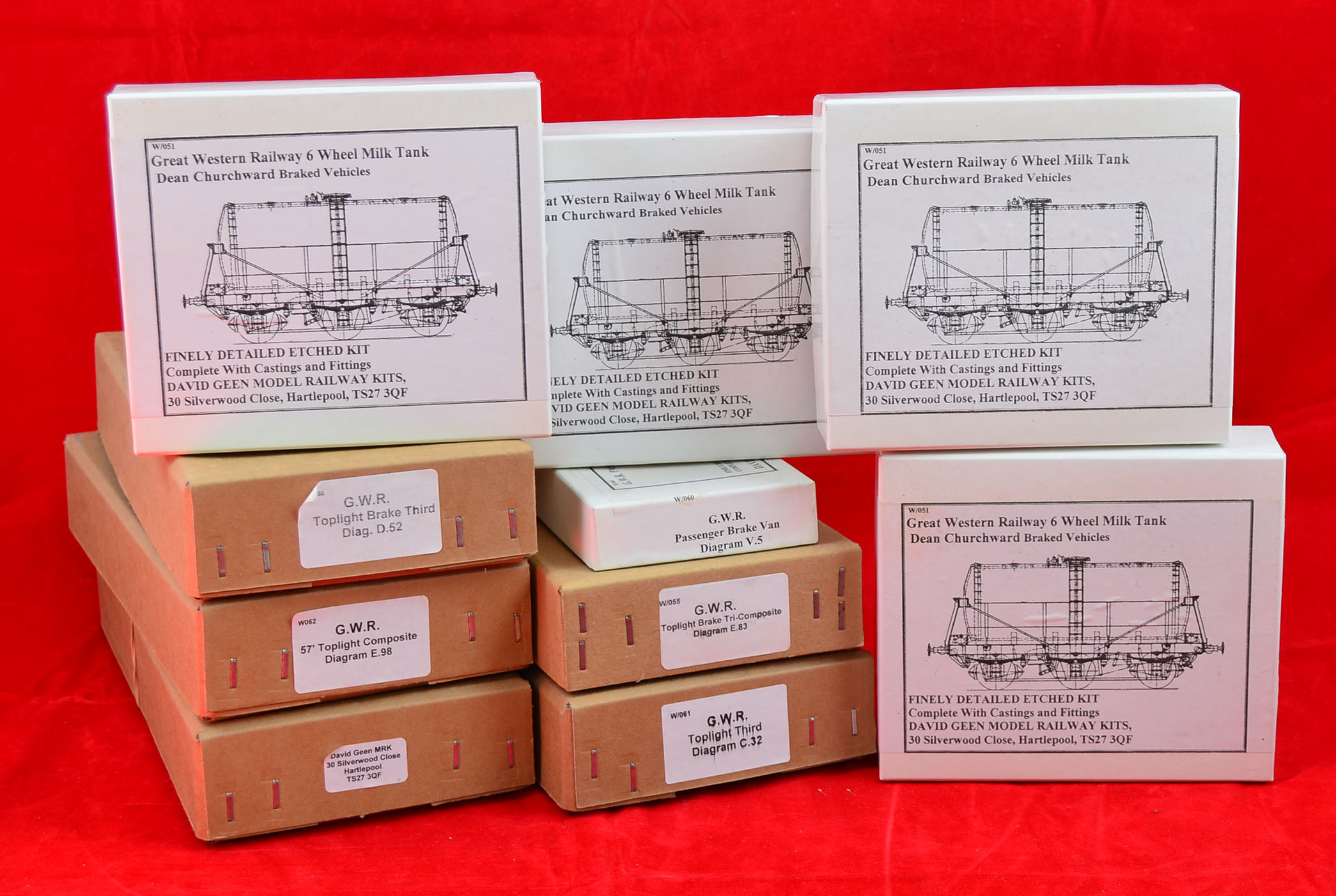OO gauge, 10x David Geen Model Railway Kits etched brass/white metal/plastic kits: consists of 5x
