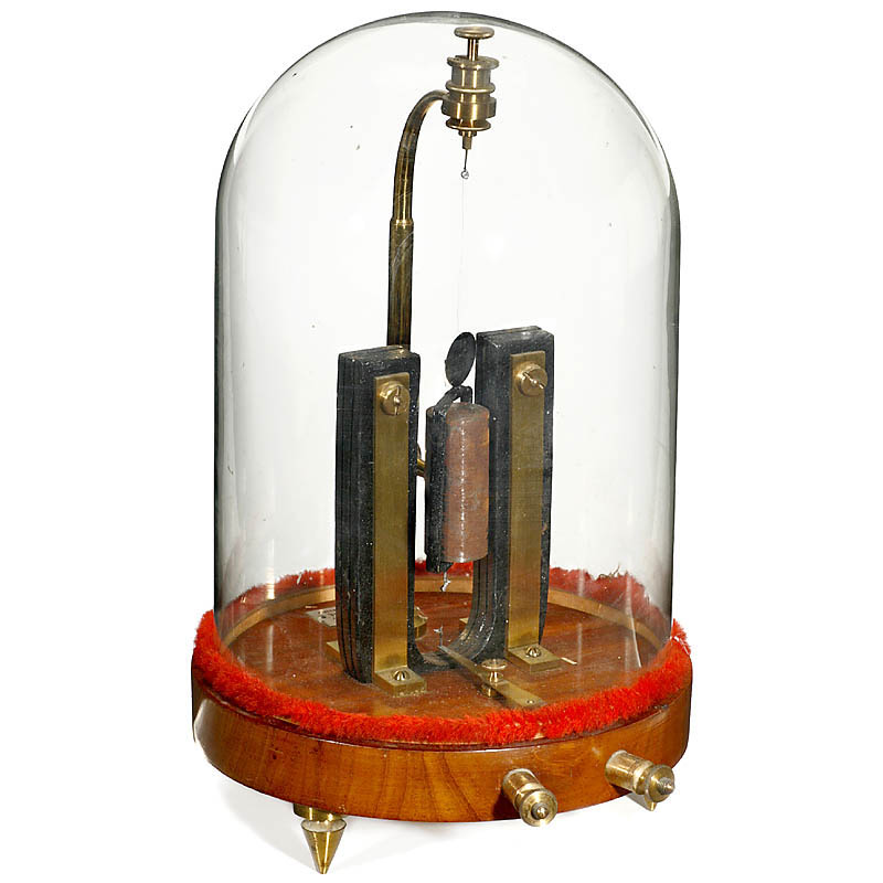 Morlot-Maury Mirror Galvanometer, c. 1900 French precision measuring instrument, mahogany base,