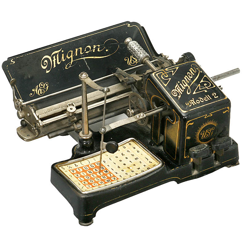 Mignon Mod. 2, 1905 Serial no. 19802.  Mignon Mod. 2, 1905 Deutsche Zeigerschreibmaschine mit recht