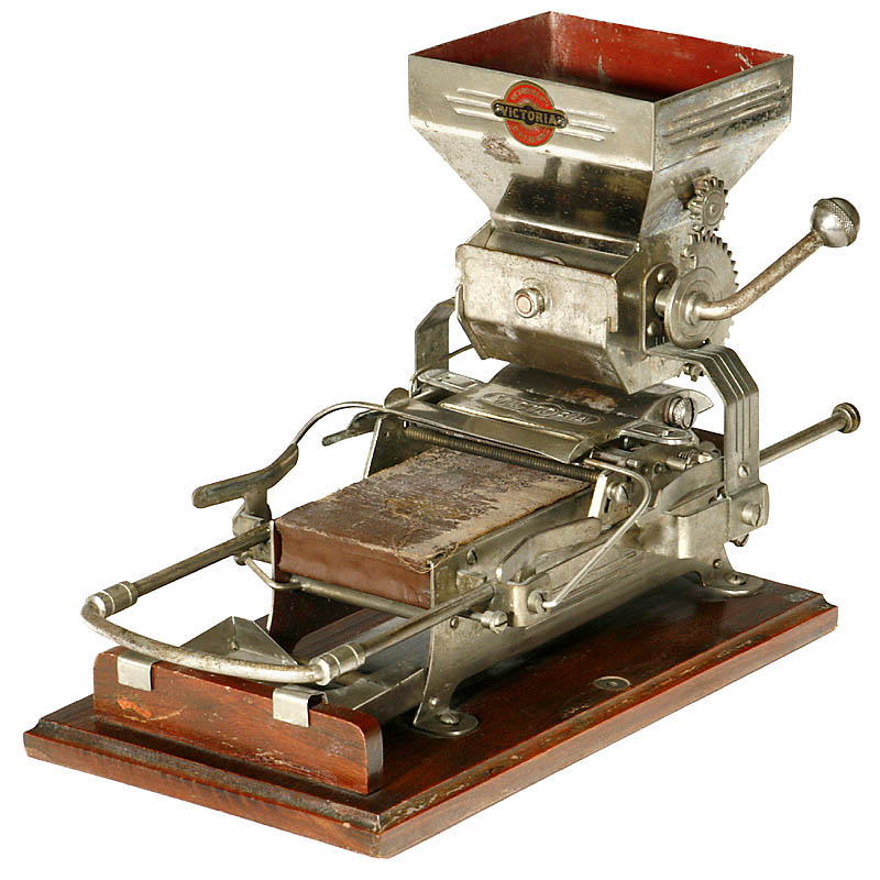 Victoria Cigarette-Rolling Machine, c. 1920 Manufactured by ""Victorero"", Spain, nickel-plated, an